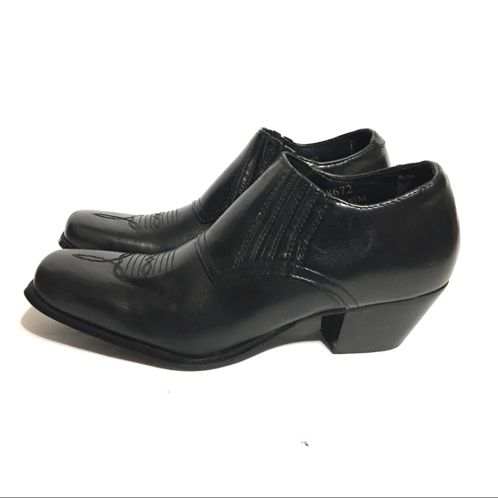 Durango Womens Black Leather Western Ankle Shoe Booties Boots Size 8.5 M